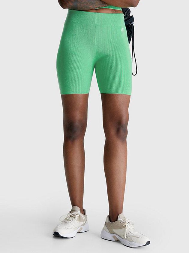 Calvin Klein USA Ribbed Cycling Womens Shorts Green 9084572-HS